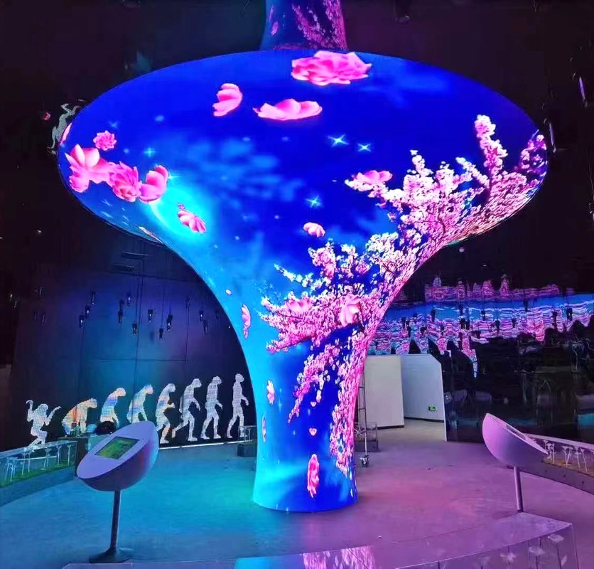 परिपत्र पतली लचीली एलईडी डिस्प्ले स्क्रीन P1.8 P2 P2.5 P3 पूर्ण रंग